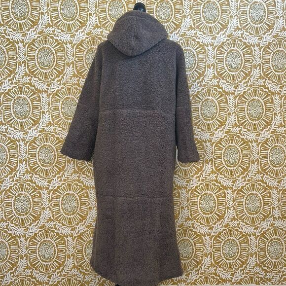 NWT THAKOON Brown Oversized Hooded Wool Blend Long Shearling Coat size XS - Picture 9 of 11